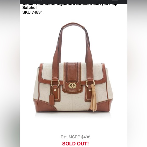 Coach Hampton’s Signature Stitched Carryall Flap Satchel - Picture 10 of 10